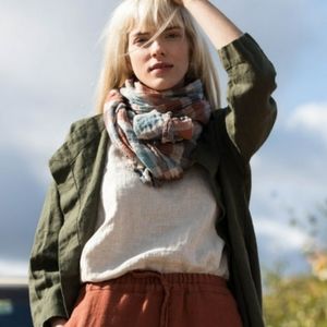 not Perfect Linen scarf Redwood check